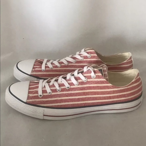 Converse Chuck Taylor Low Top Sneakers Red White Stripe Canvas M13 W15 - Picture 4 of 11
